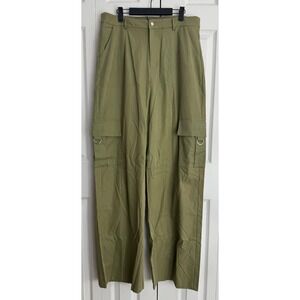 PrettyLittleThing Shape Buckle Cargo Wide Leg Cargo Trousers Women's 14 Khaki